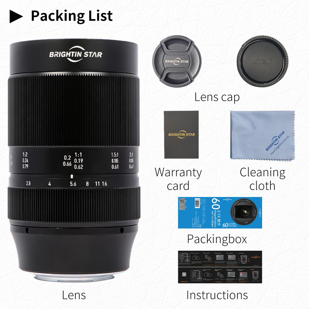 Brightin Star 60mm F2.8 2X Macro Manual Mirrorless Camera Lens