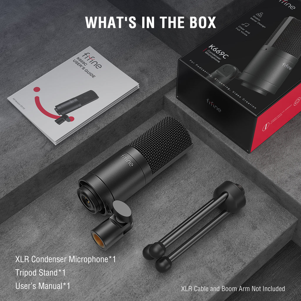 FIFINE K669C XLR Microphone Mic for Recording/Streaming/Podcast