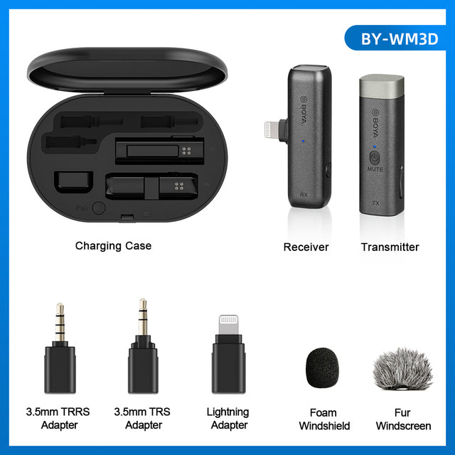 BOYA BY-WM3D/U Wireless Lavalier Microphone System for iPhone iPad iPod