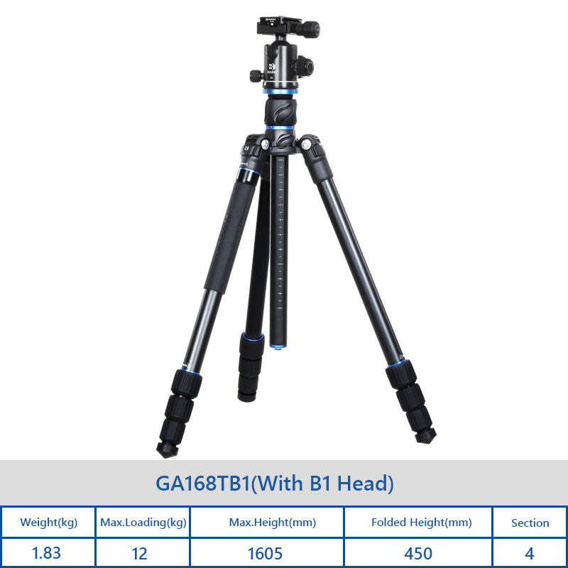 Benro GA168TB1 Aluminum Camera Tripod With B1 Ball