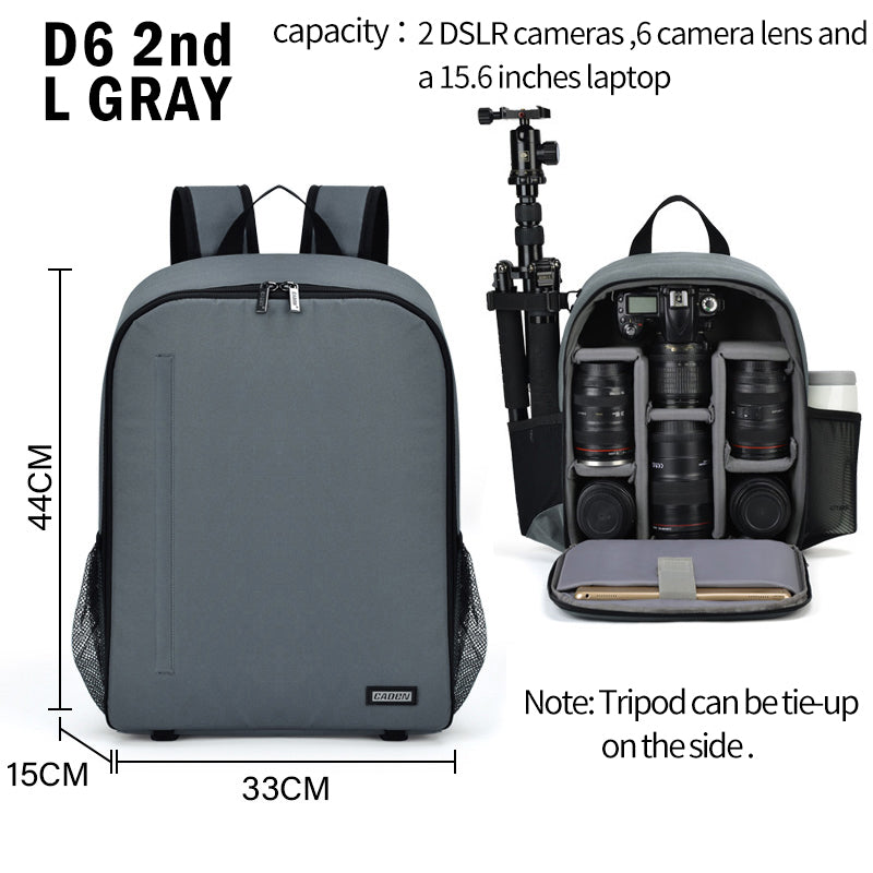 CADEN D6 Black Large Capacity DSLR Cameras Backpack