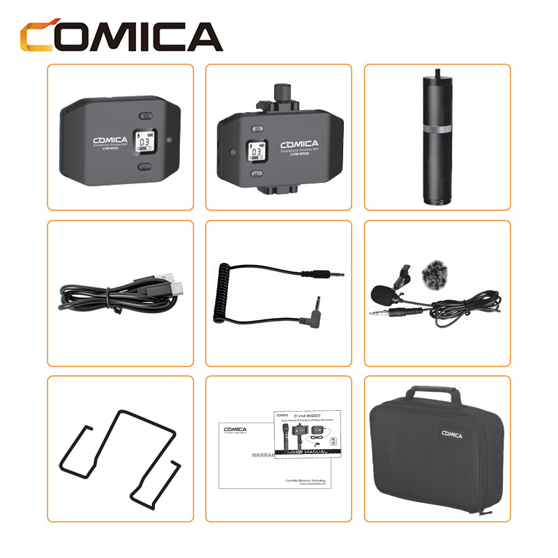 Comica CVM-WS50 A B C Professional Wireless Lavalier Microphone