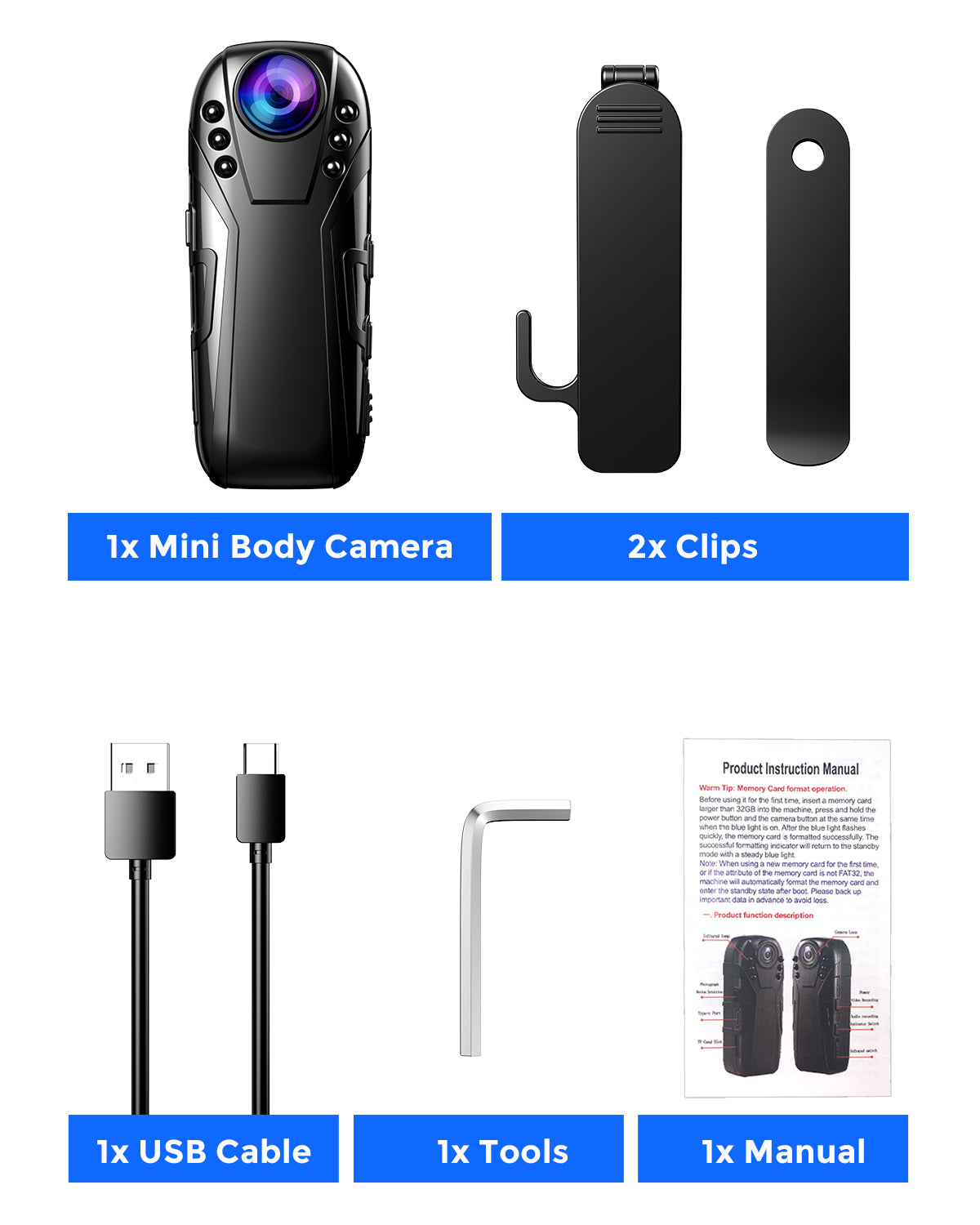 Boblov L02 1080P Infrared night vision Full HD Lens Mini Camera Bodycam