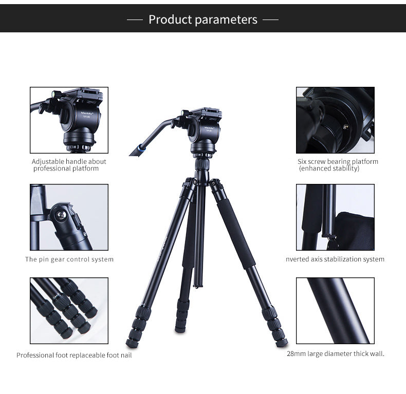 Manbily AZ-618 panorama Fluid Head Rocker Arm Video Tripod