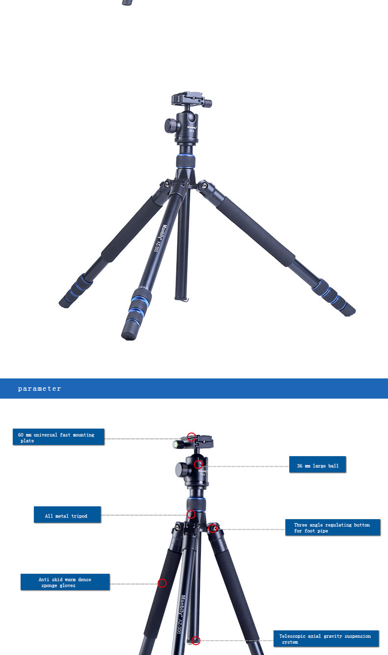 Manbily az-300 Professional Portable Aluminium alloy Tripod