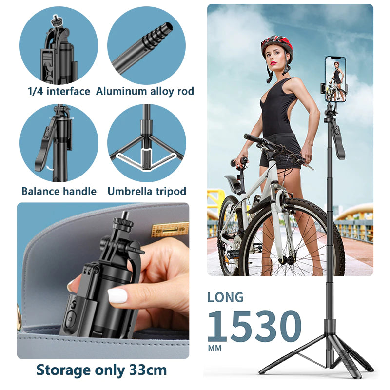 Funsnap L16 1530mm Wireless Selfie Stick Tripod Stand Foldable Monopod
