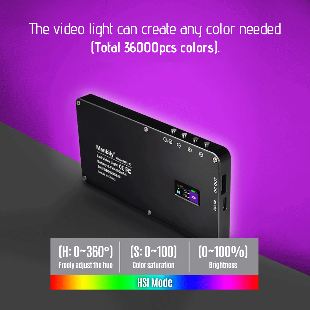 Manbily MFL-07 Draagbare Rgb Led Video Panel Light