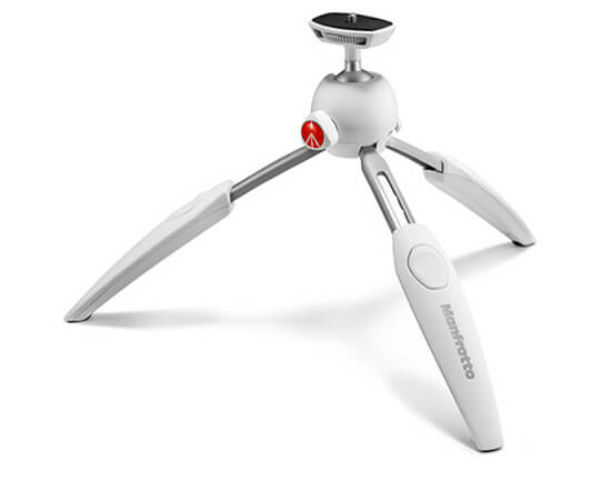 Manfrotto PIXI mini Desktop tripod perfect for larger lenses.