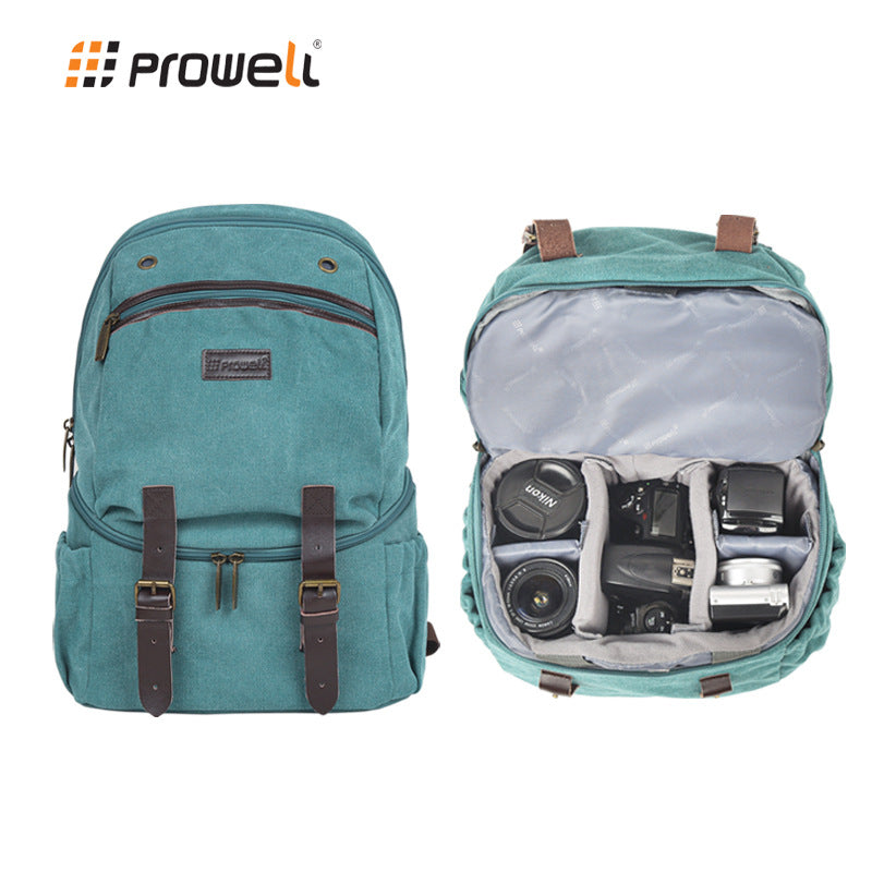 PROWELL DC22022 Vintage Canvas DSLR Camera Backpack