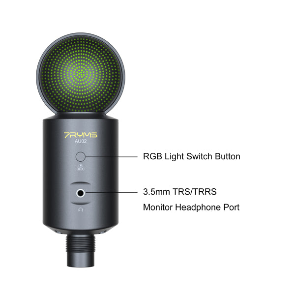 7RYMS AU02-K1 RGB Cardioid Condenser USB Microphone Kit