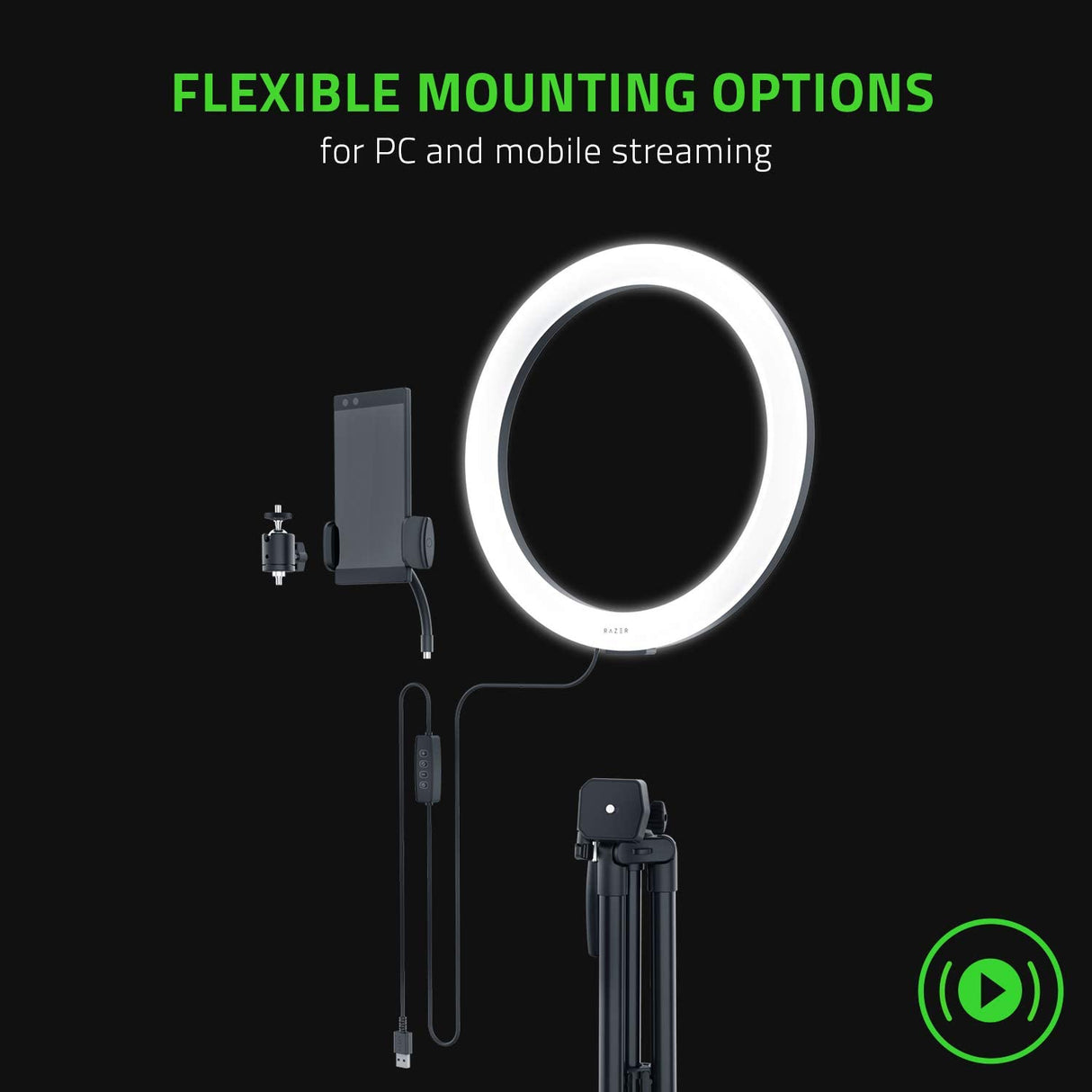 Razer Ring Light 12'' USB LED Ring Light for PC and mobiles streaming