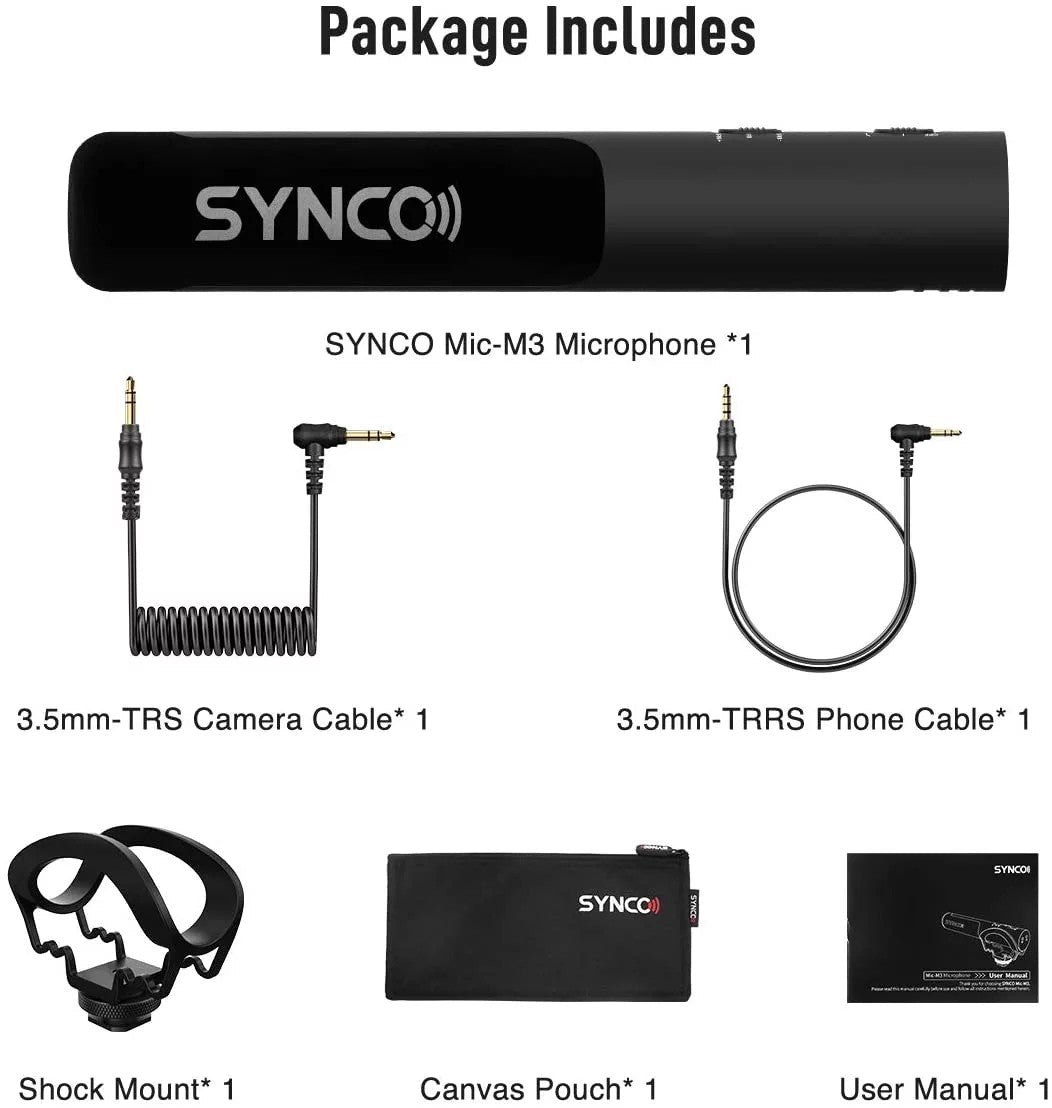 SYNCO Mic-M3 On-Camera Shotgun Mic Video Microphone