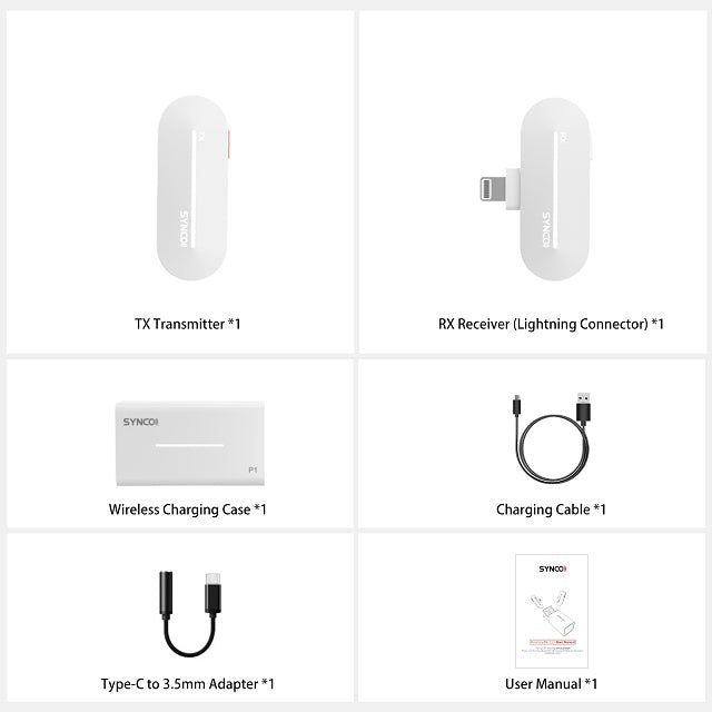 SYNCO Wireless Microphone P1L,P1T,P2L,P2T For Smartphone