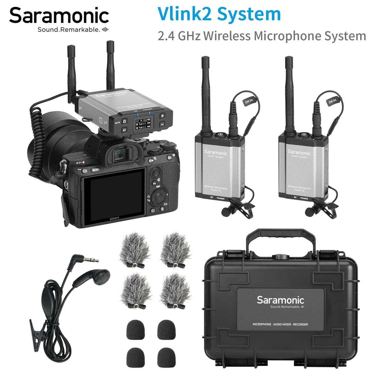 Saramonic Vlink2 Kit1/2 2.4 GHz Wireless Lavalier Professional Microphone