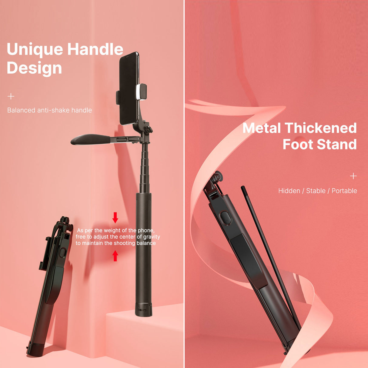 Ulanzi MT-53 160cm Selfie Stick Anti-shake 360° Rotating Tripod