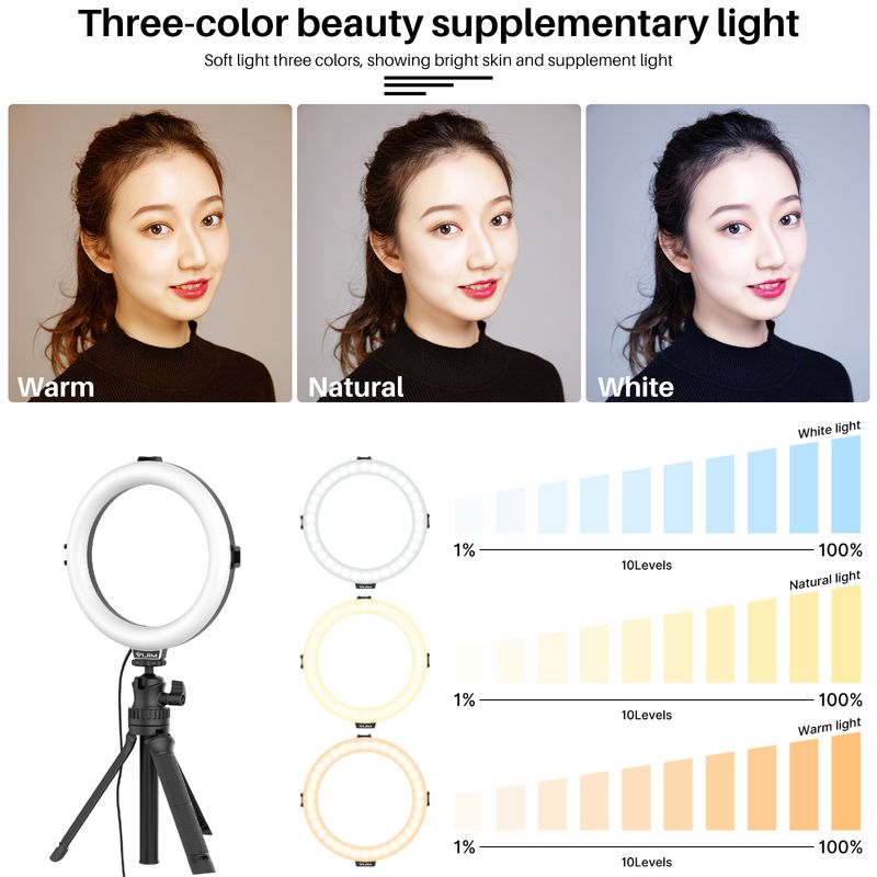 VIJIM K9 RGB Selfie Round Ring Live Stream Light Kit