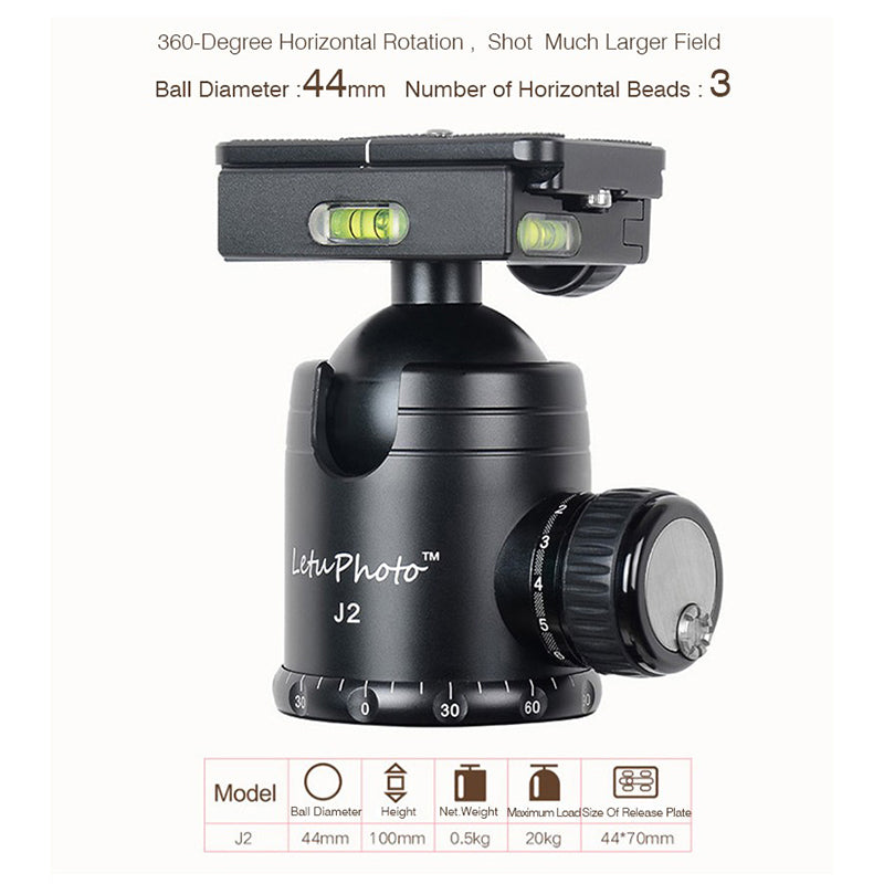 XILETU L334C+J2 Heavy Duty Professional Carbon Fiber Camera Tripod