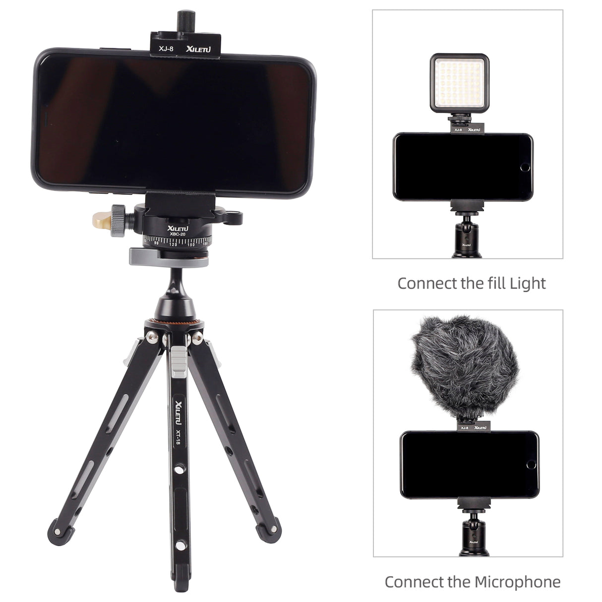 XILETU XBC20+XT18 High Bearing Desktop Bracket Tripod