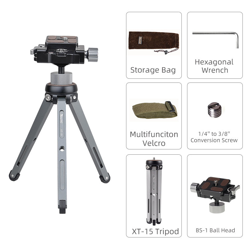 XILETU XT-15+BS-1 Camera Phone Stand Lightweight Tabletop Tripod