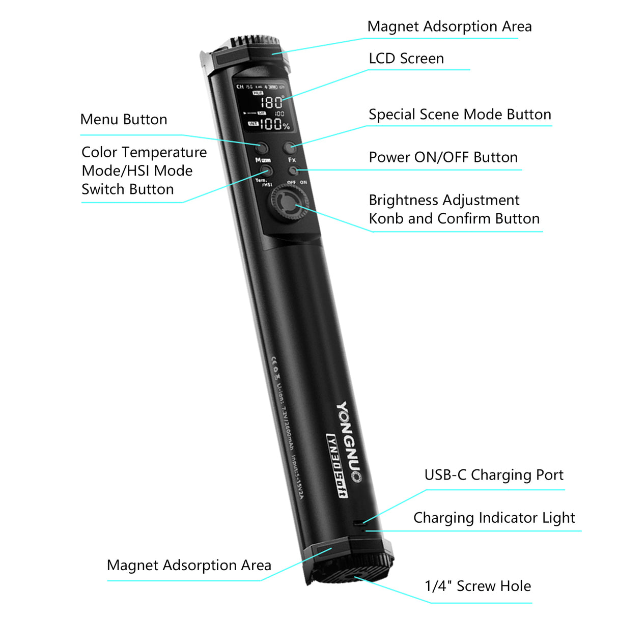 YONGNUO YN30 SOFT Magnetic RGB Tube Light Handheld Fill Light