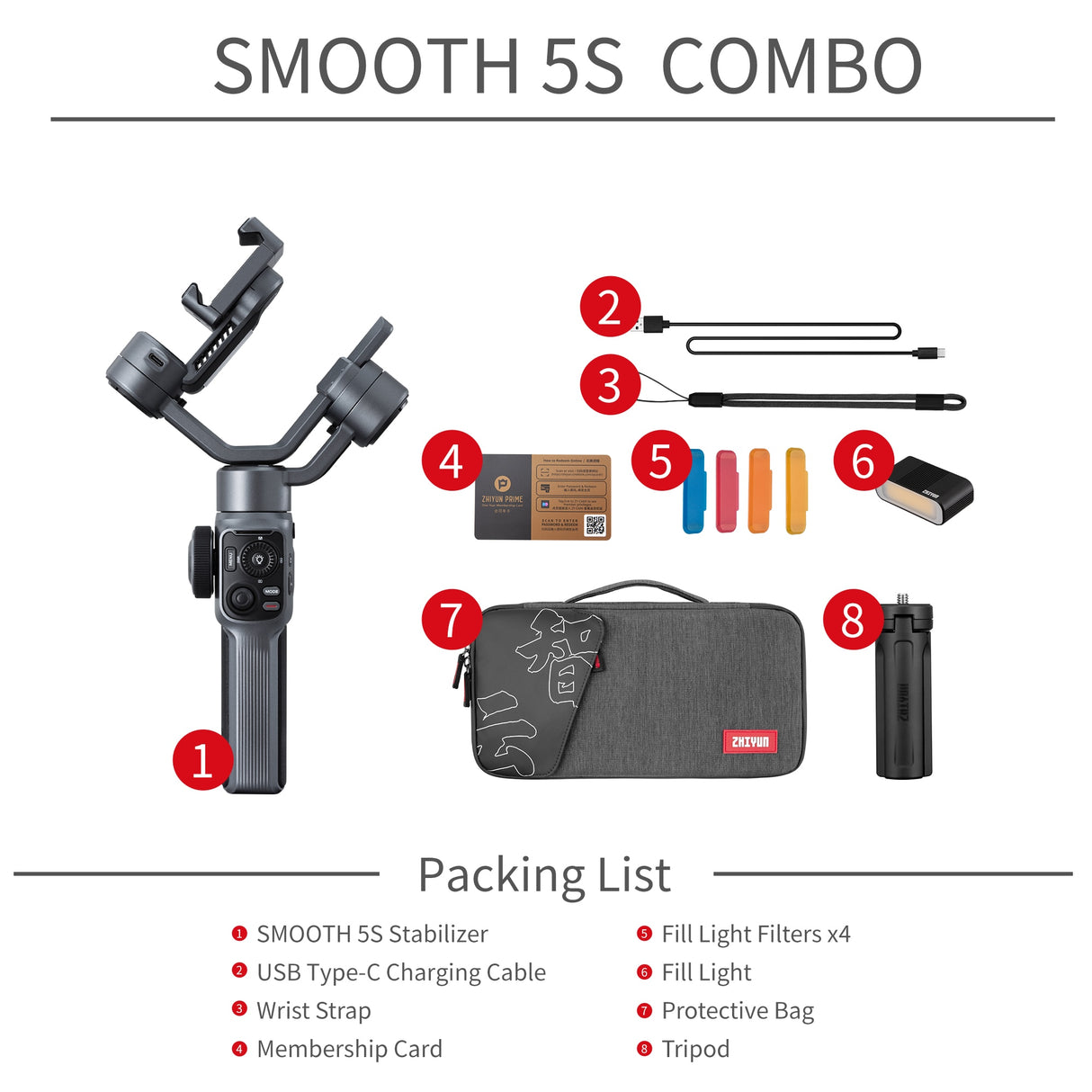 ZHIYUN Smooth 5S Handheld Stabilizer 3-Axis Smartphone Gimbals