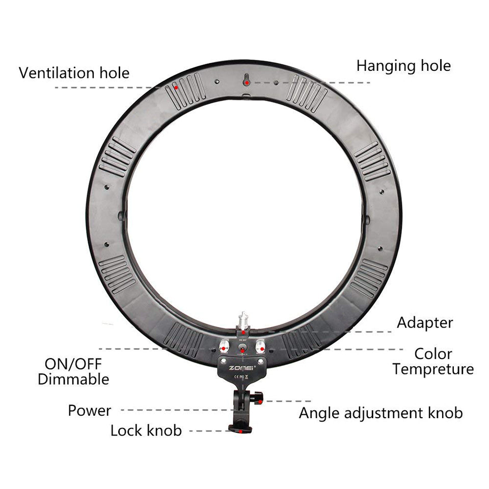 Zomei 18 inches Photographic Ring Light Streaming Kit
