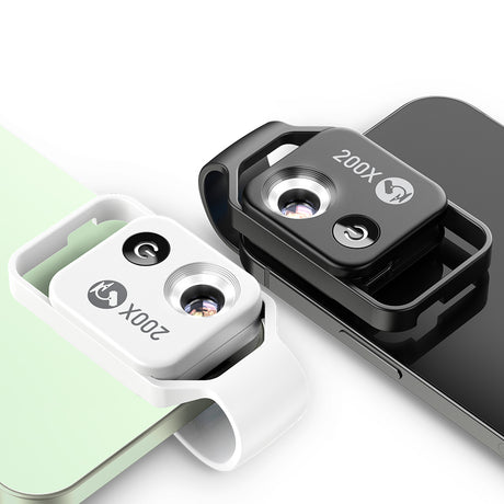 APEXEL 200X Magnification Microscope lens with CPL Mobile LED Light