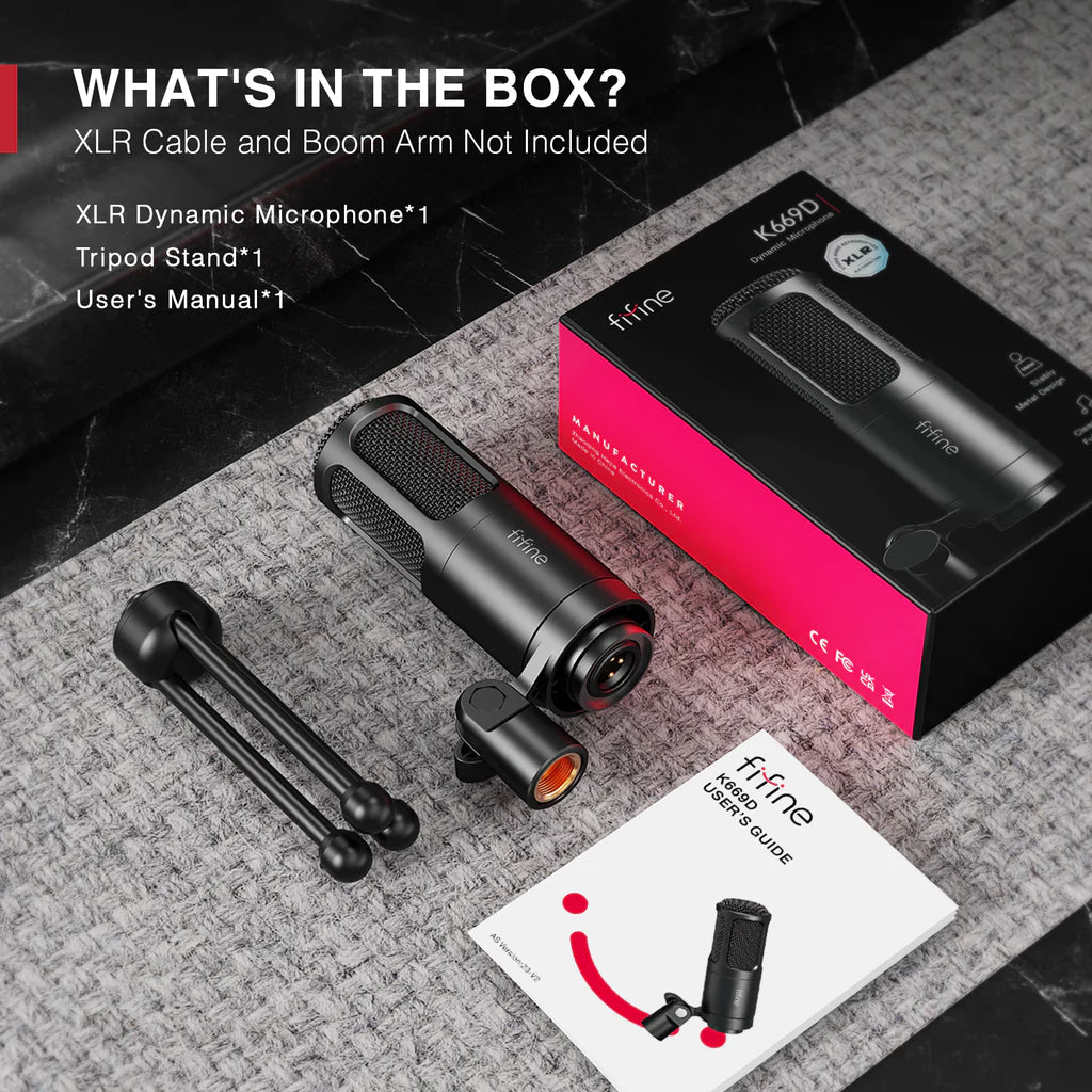 FIFINE K669D XLR Dynamic Microphone For Streaming/Dubbing/Video Recording