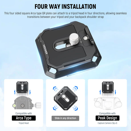 NEEWER QPR-5B 2 Pack 38mm Square Quick Release Plate