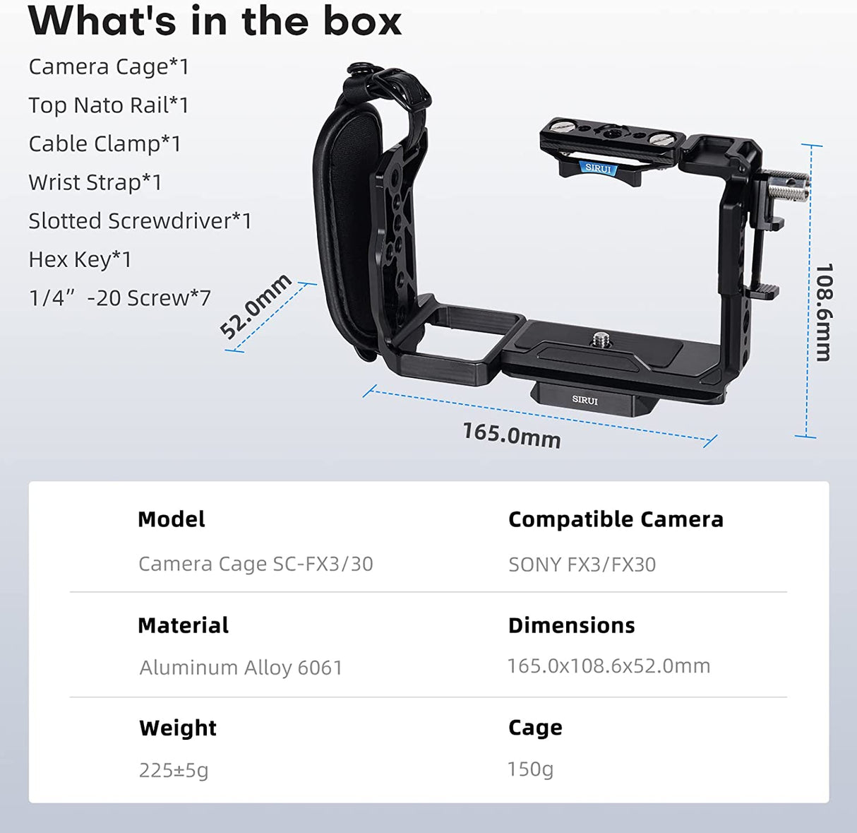SIRUI Full Camera Cage for Sony FX3/FX30