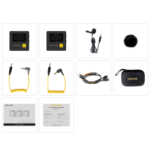 7RYMS iRAY DW20 Wireless Lavalier Microphone For YouTube Live Streaming tiktok