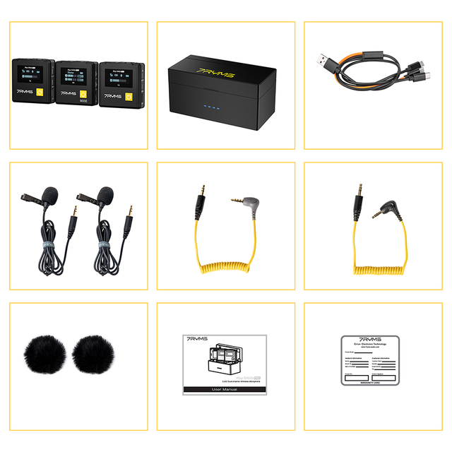 7RYMS iRAY DW20 PRO 2.4G  Global Free frequency Dual Wireless Lapel Microphone