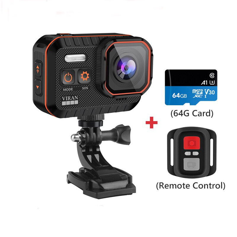 VIRAN 4K Action Camera With Remote Control LED Light
