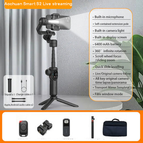 Aochuan Smart S2 Handheld 3 Axis Gimbal Phone 360°unlimited pan rotation