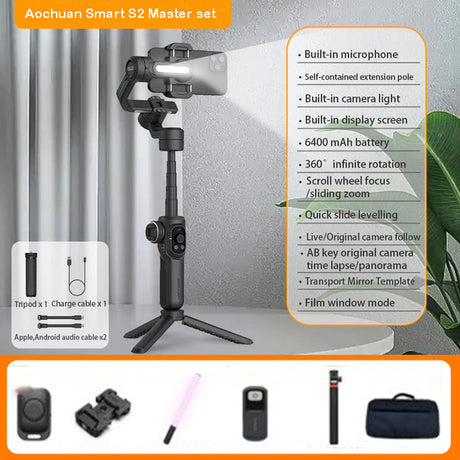 Aochuan Smart S2 Handheld 3 Axis Gimbal Phone 360°unlimited pan rotation