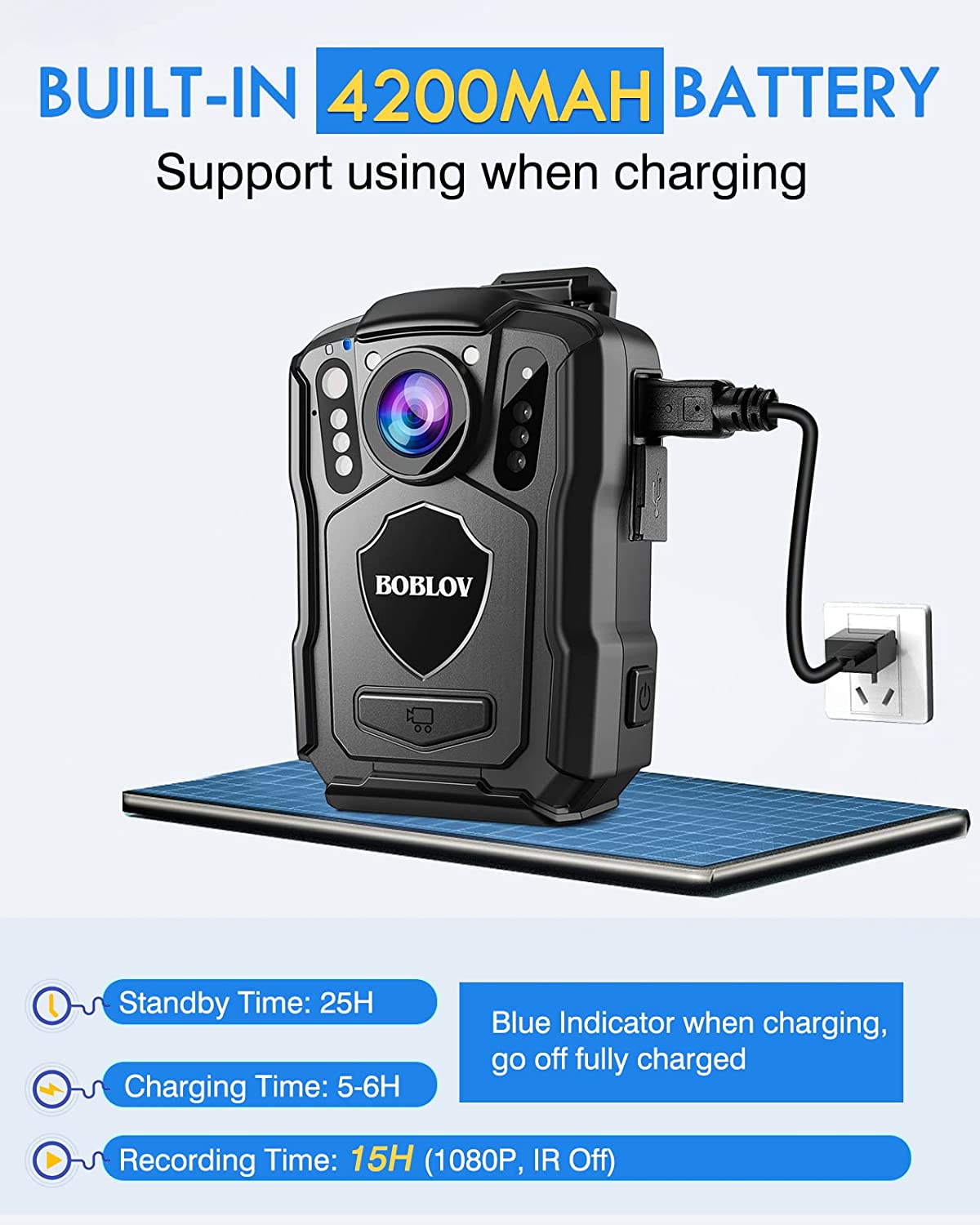 BOBLOV M5 1440P Police Recorder 4200MAH Battery Body Camera