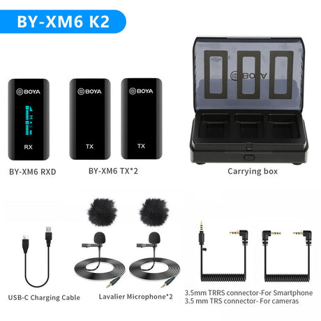 BOYA BY-XM6-K1 K2 2.4GHz Ultra-compact Wireless Microphone System Kit