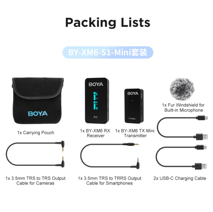 BOYA BY-XM6 S1 S2 Mini Professional Lavalier Lapel Wireless Microphone