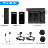 BOYA BY-XM6-K3 K4 Wireless Lavalier Microphone for Apple iOS devices with lightning ports.