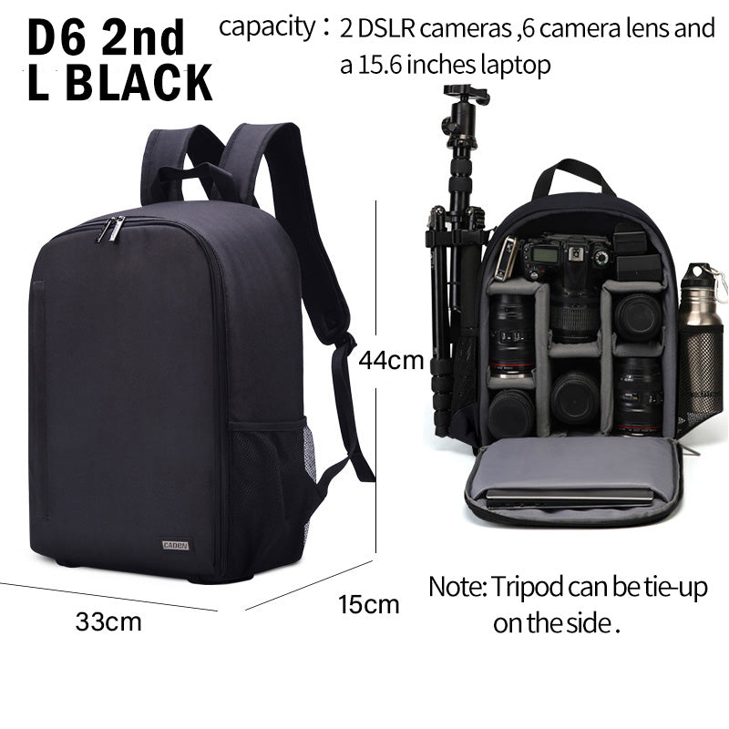 CADEN  D6 Black Large Capacity DSLR Cameras Backpack