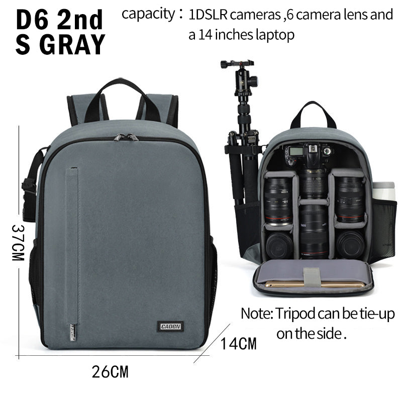 CADEN  D6 Black Large Capacity DSLR Cameras Backpack