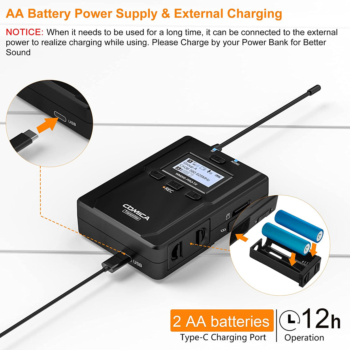 Comica -CVM-WM200 PRO UHF Metal Dual-channel Wireless Microphone