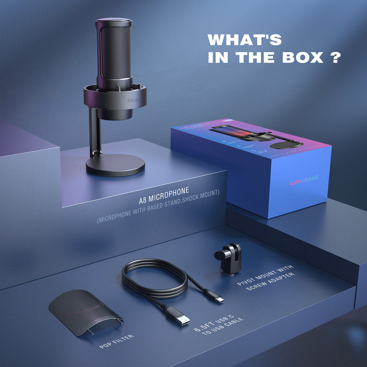 FIFINE A8 USB Microphone for Recording and Streaming