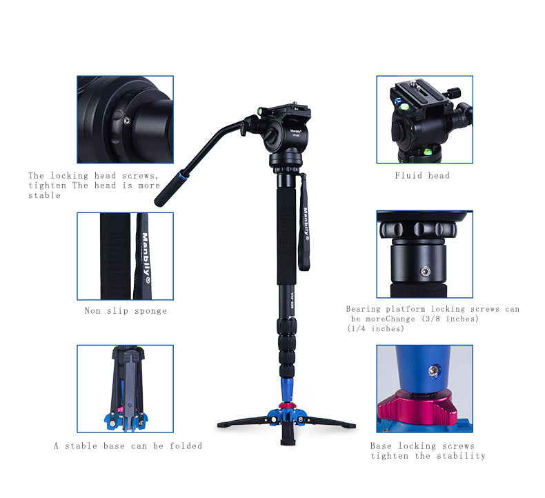 Manbily VM-336 Professional 172 cm Unipod Aluminum Monopod