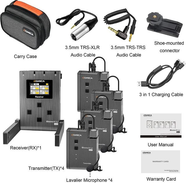 Comica BoomX-U QUA 4-group Multi-functional Mini UHF Wireless Microphone