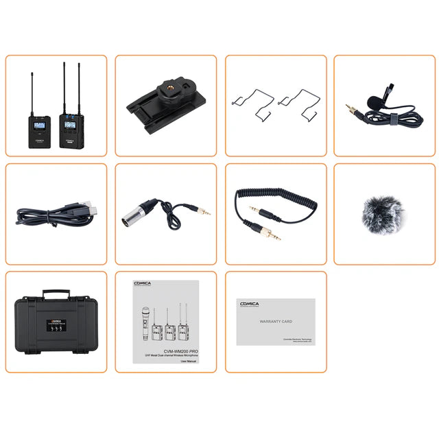 Comica -CVM-WM200 PRO UHF Metal Dual-channel Wireless Microphone
