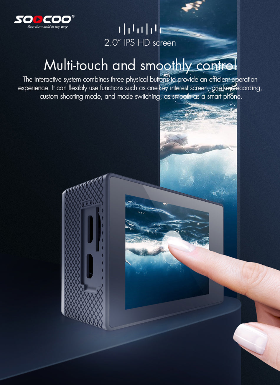 SOOCOO F91R Action Camera Ultra HD 4K 60fps WIFI Touch Screen Go Underwater Waterproof Bike Helmet Video Sport Cam