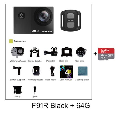 SOOCOO F91R Action Camera Ultra HD 4K 60fps WIFI Touch Screen Go Underwater Waterproof Bike Helmet Video Sport Cam