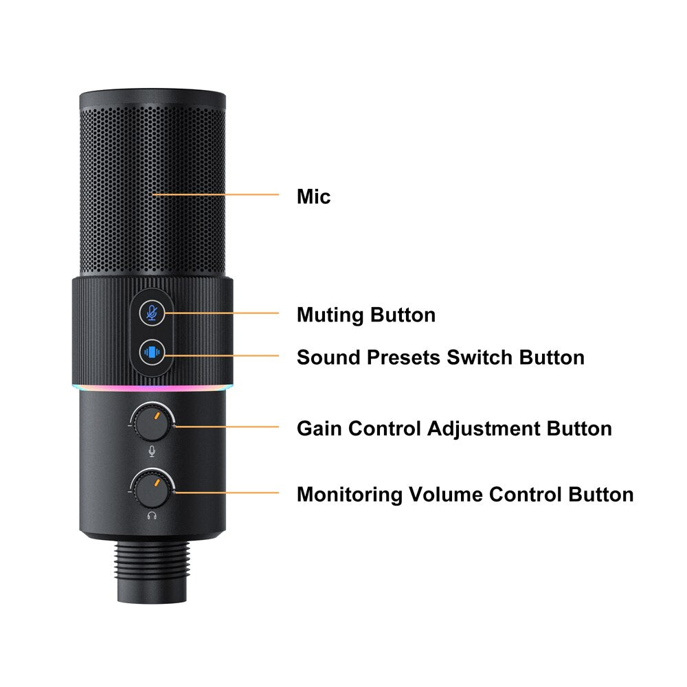 STA-U2A RGB Cardioid Condenser USB Microphone Kit