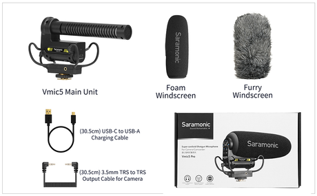 The Saramonic Vmic5 Pro super-cardioid on-camera condenser shotgun microphone